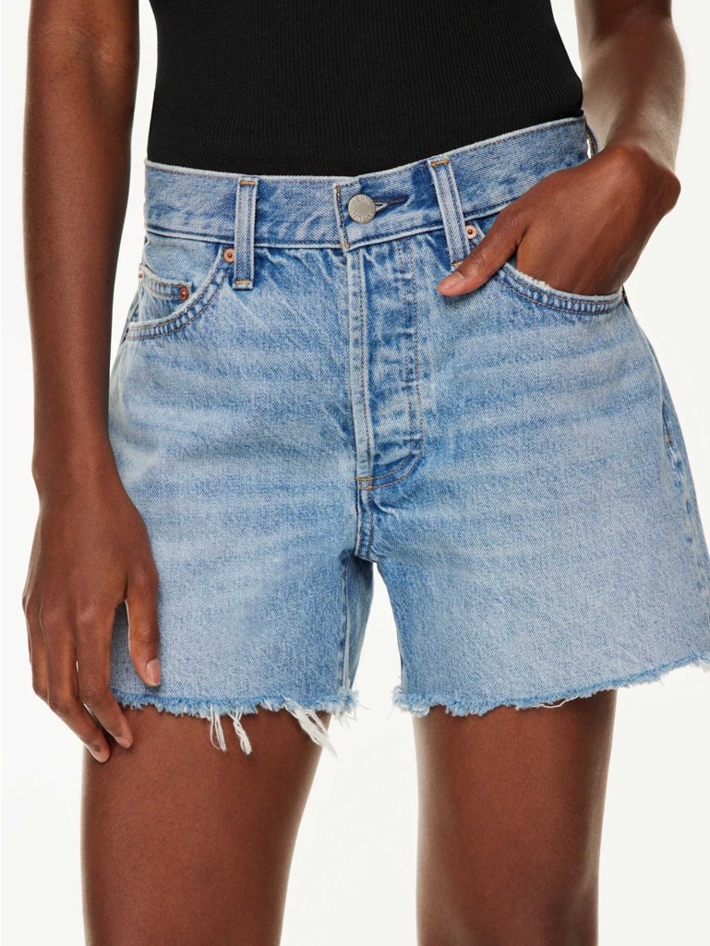 Denim Forum '90s Lo-Rise Patti Thigh Shorts